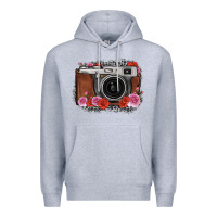 Heather Grey rose grey leopard vintage camera Premium Hoodie - FaDigitalArtStudio