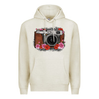 Oatmeal Heather rose grey leopard vintage camera Premium Hoodie - FaDigitalArtStudio