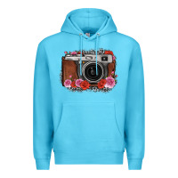 Ocean Blue rose grey leopard vintage camera Premium Hoodie - FaDigitalArtStudio