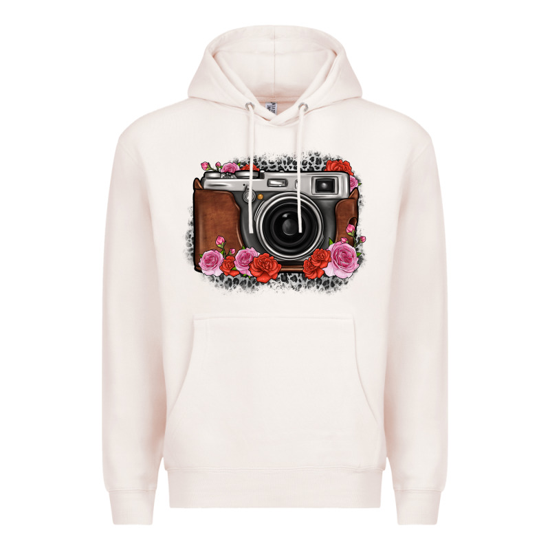 Rose Grey Leopard Vintage Camera Premium Hoodie by FaDigitalArtStudio | Teevron