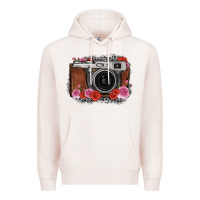 Pale Pink rose grey leopard vintage camera Premium Hoodie - FaDigitalArtStudio