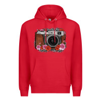 Red rose grey leopard vintage camera Premium Hoodie - FaDigitalArtStudio