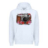 White rose grey leopard vintage camera Premium Hoodie - FaDigitalArtStudio
