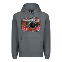 Rock rose grey leopard vintage camera Premium Hoodie - FaDigitalArtStudio