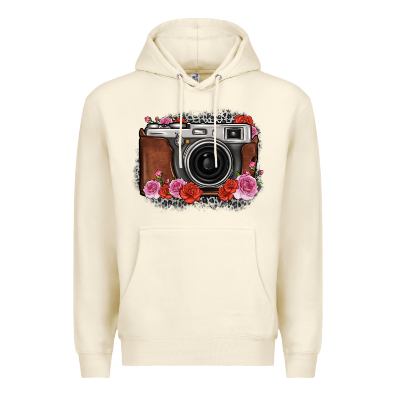 Rose Grey Leopard Vintage Camera Premium Hoodie by FaDigitalArtStudio | Teevron