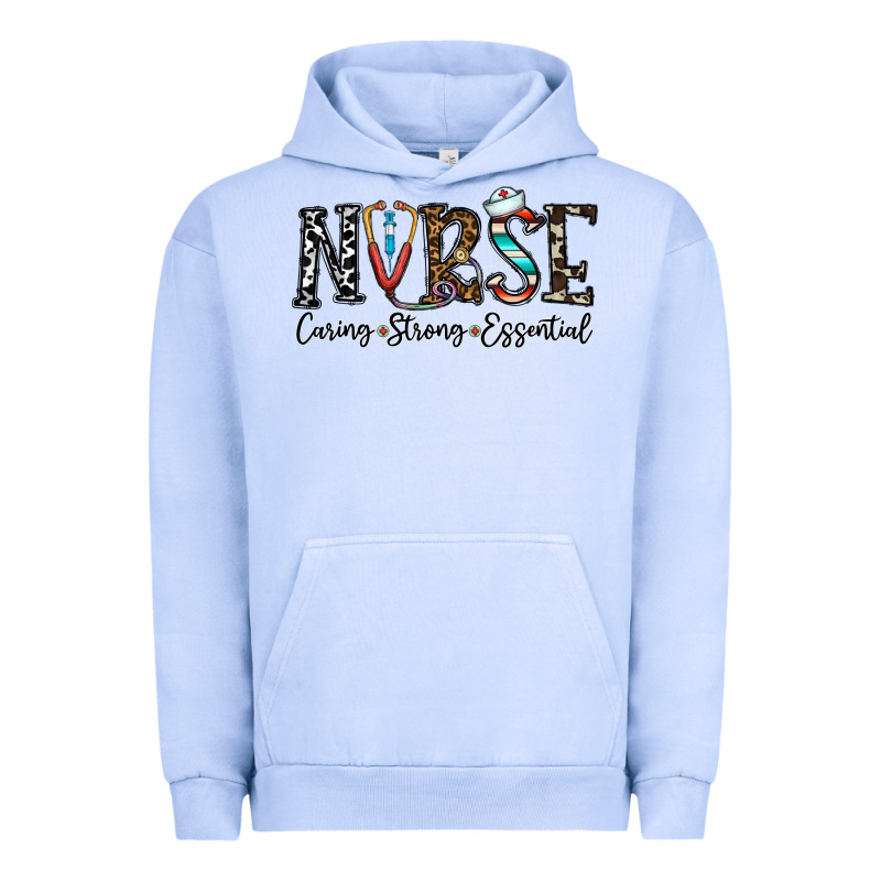 Nurse Caring Strong Essential Urban Hoodie by CowhideDigitalArt | Teevron