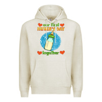 Oatmeal Heather our first father's day together and baby bottle Premium Hoodie - HRA Design Shop
