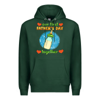 Sports Green our first father's day together and baby bottle Premium Hoodie - HRA Design Shop