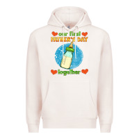Pale Pink our first father's day together and baby bottle Premium Hoodie - HRA Design Shop
