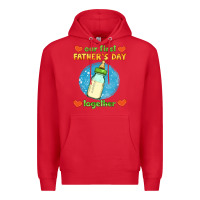 Red our first father's day together and baby bottle Premium Hoodie - HRA Design Shop