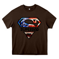 Chocolate Brown American Super Dad Heavy Core Tee - LillyAllenDesigns