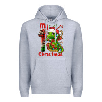 Heather Grey my first christmas dragon Premium Hoodie - FaDigitalArtStudio