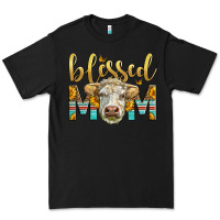 Black Western Blessed Mom Charolais Bull Mother's Day Premium Tee - LillyAllenDesigns