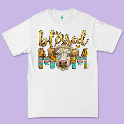 Western Blessed Mom Charolais Bull Mother's Day Premium Tee Designed By Lillyallendesigns