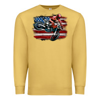 Antique Gold dirt bike american flag Premium Sweatshirt - MaliasSmallBusiness