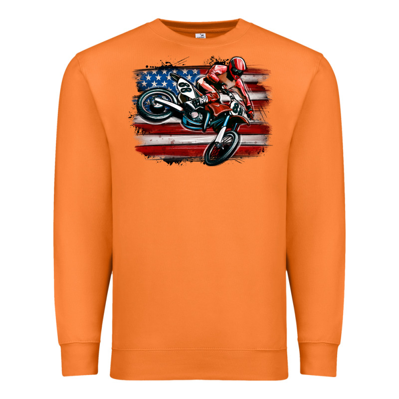 Dirt Bike American Flag Premium Sweatshirt by MaliasSmallBusiness | Teevron