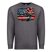 Charcoal Heather dirt bike american flag Premium Sweatshirt - MaliasSmallBusiness