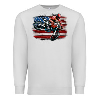 Dove Grey dirt bike american flag Premium Sweatshirt - MaliasSmallBusiness