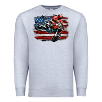 Heather Grey dirt bike american flag Premium Sweatshirt - MaliasSmallBusiness