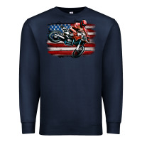 Navy dirt bike american flag Premium Sweatshirt - MaliasSmallBusiness