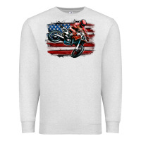 Oatmeal Heather dirt bike american flag Premium Sweatshirt - MaliasSmallBusiness