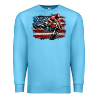 Ocean Blue dirt bike american flag Premium Sweatshirt - MaliasSmallBusiness