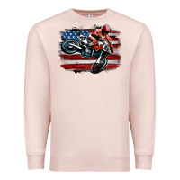 Pale Pink dirt bike american flag Premium Sweatshirt - MaliasSmallBusiness