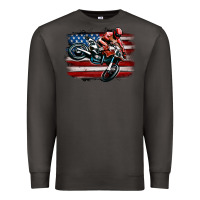 Smoke dirt bike american flag Premium Sweatshirt - MaliasSmallBusiness