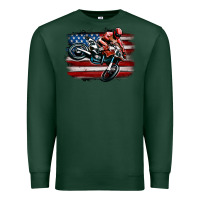 Sports Green dirt bike american flag Premium Sweatshirt - MaliasSmallBusiness