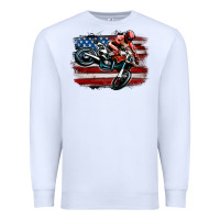 White dirt bike american flag Premium Sweatshirt - MaliasSmallBusiness