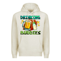 Oatmeal Heather drinking buddies with baby bottle and beer Premium Hoodie - HRA Design Shop