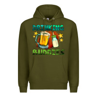 Army Green drinking buddies with baby bottle and beer Premium Hoodie - HRA Design Shop