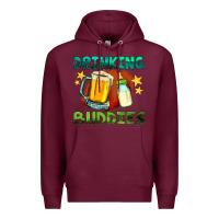 Burgundy drinking buddies with baby bottle and beer Premium Hoodie - HRA Design Shop