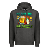 Charcoal Heather drinking buddies with baby bottle and beer Premium Hoodie - HRA Design Shop