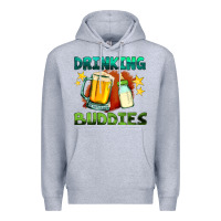 Heather Grey drinking buddies with baby bottle and beer Premium Hoodie - HRA Design Shop