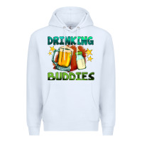 White drinking buddies with baby bottle and beer Premium Hoodie - HRA Design Shop