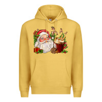 Antique Gold santa and hot cocoa cup Premium Hoodie - FaDigitalArtStudio