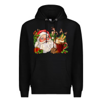 Black santa and hot cocoa cup Premium Hoodie - FaDigitalArtStudio