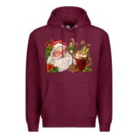 Burgundy santa and hot cocoa cup Premium Hoodie - FaDigitalArtStudio