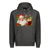 Charcoal Heather santa and hot cocoa cup Premium Hoodie - FaDigitalArtStudio