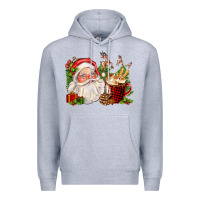 Heather Grey santa and hot cocoa cup Premium Hoodie - FaDigitalArtStudio