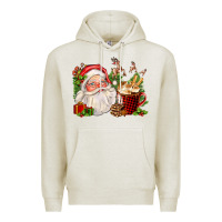 Oatmeal Heather santa and hot cocoa cup Premium Hoodie - FaDigitalArtStudio