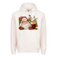 Pale Pink santa and hot cocoa cup Premium Hoodie - FaDigitalArtStudio