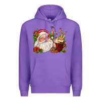 Purple santa and hot cocoa cup Premium Hoodie - FaDigitalArtStudio