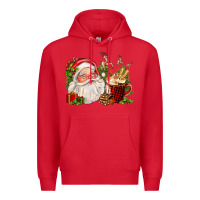 Red santa and hot cocoa cup Premium Hoodie - FaDigitalArtStudio
