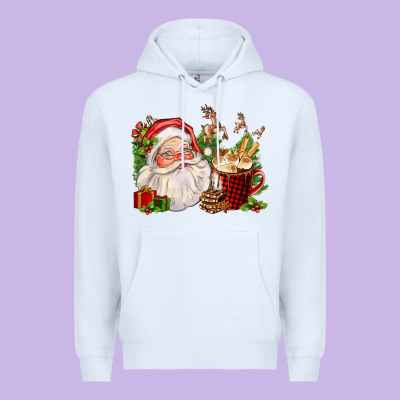 Santa And Hot Cocoa Cup Premium Hoodie Designed By Fadigitalartstudio