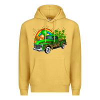 Antique Gold st patricks shamrock gold rainbow balloon candy truck Premium Hoodie - FaDigitalArtStudio