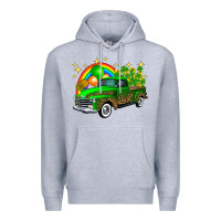 Heather Grey st patricks shamrock gold rainbow balloon candy truck Premium Hoodie - FaDigitalArtStudio