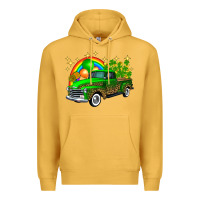 Mustard st patricks shamrock gold rainbow balloon candy truck Premium Hoodie - FaDigitalArtStudio