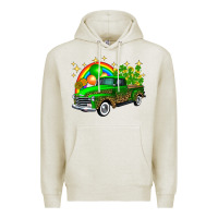 Oatmeal Heather st patricks shamrock gold rainbow balloon candy truck Premium Hoodie - FaDigitalArtStudio